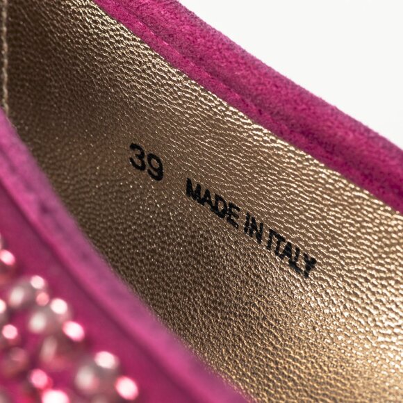 Jimmy Choo Weber Fuchsia Crystal-Embellished Satin Bow Ballet Flats - Picture 11 of 11